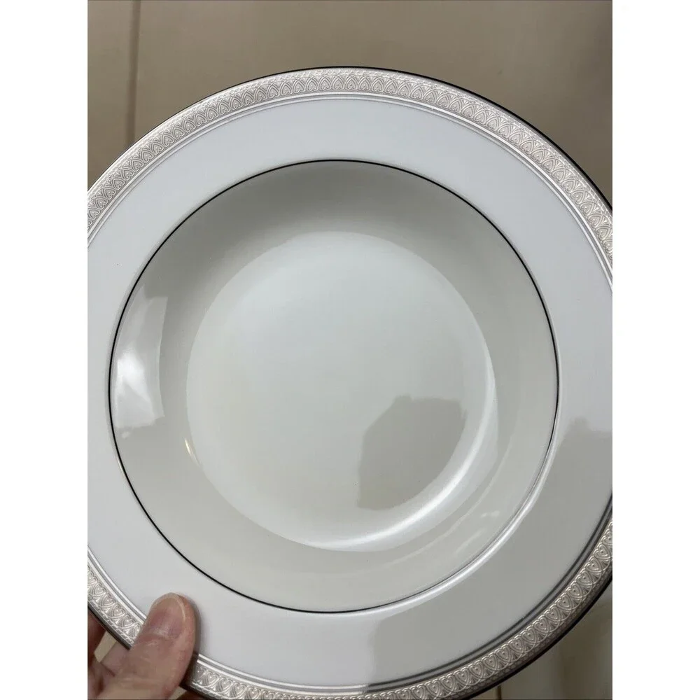 4pc Mikasa Palatial Platinum Rimmed Soup/Cereal Bowl L3235 8.5